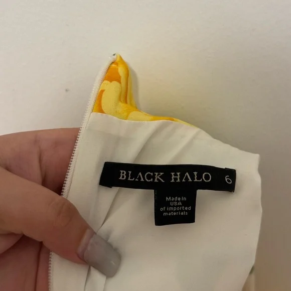 BLACK HALO Yellow Floral Dress Size 6 - Picture 6 of 9